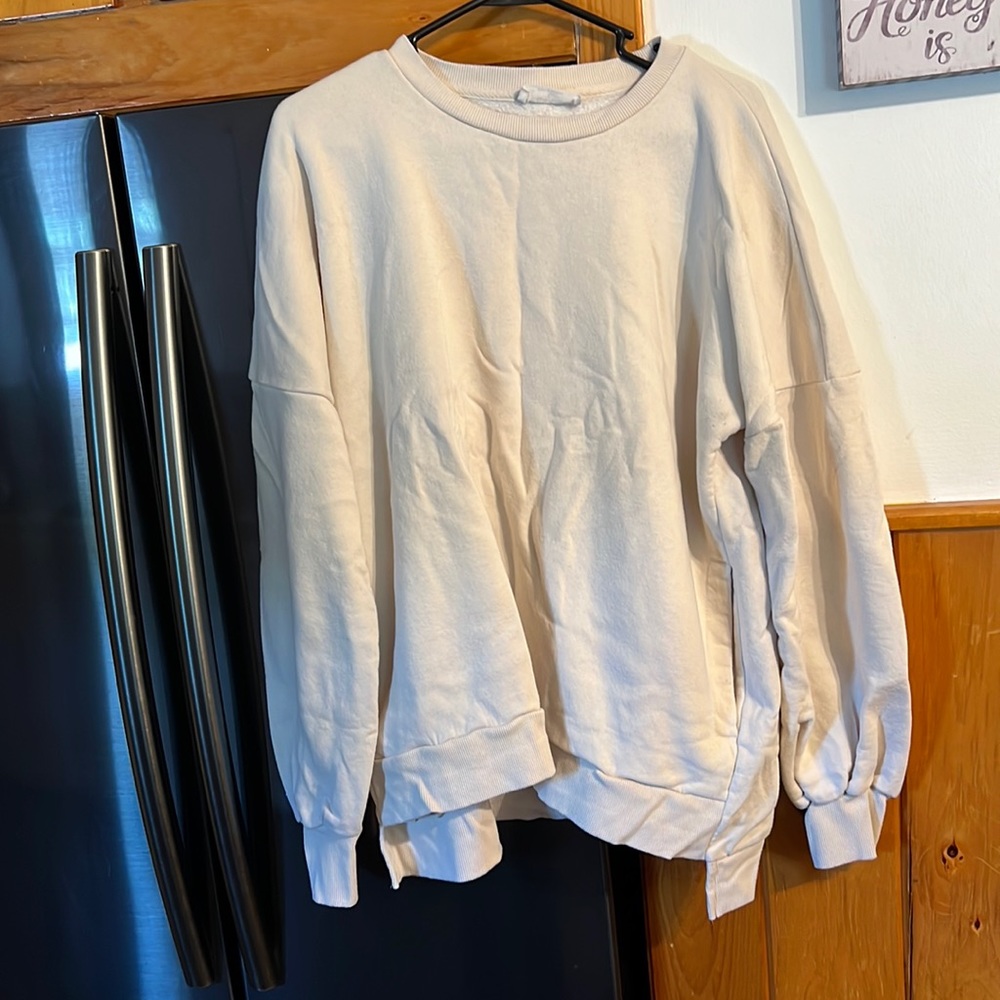 Cream color oversized crew neck